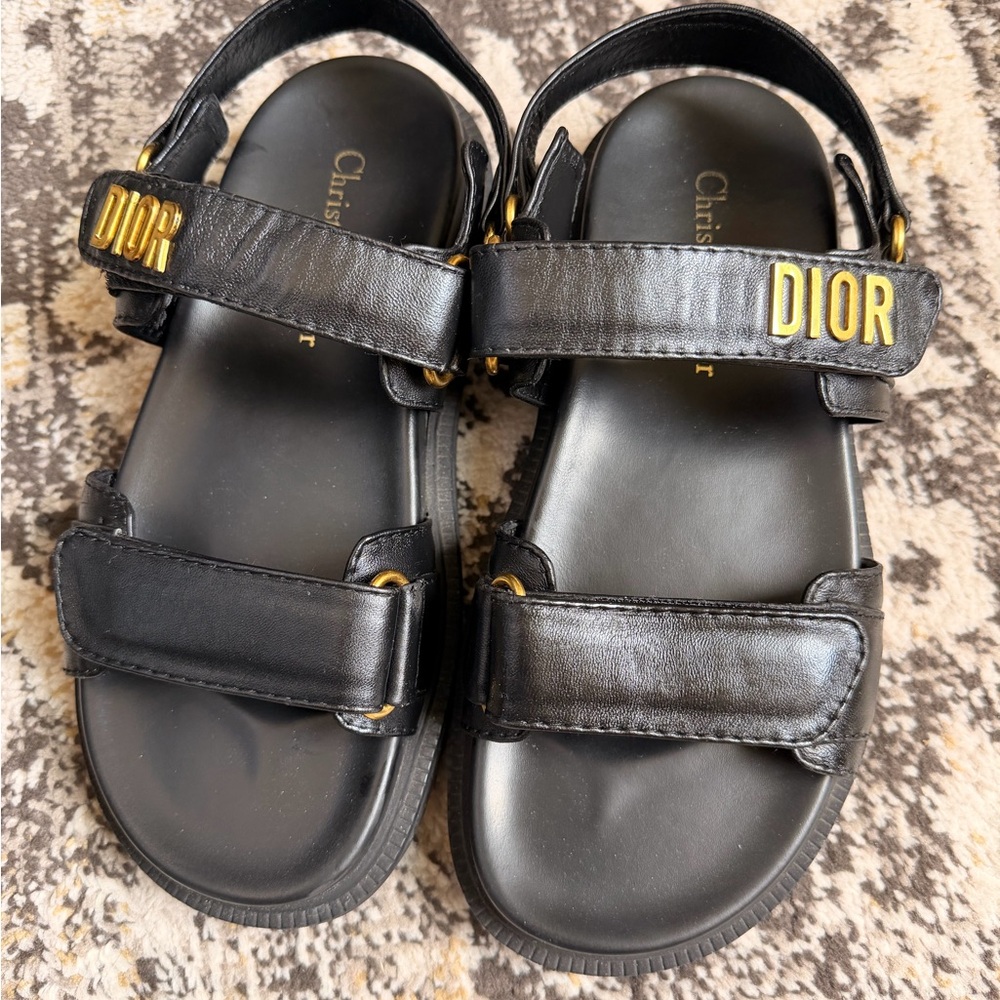 Dior women’s Sandals in Black with Gold Details